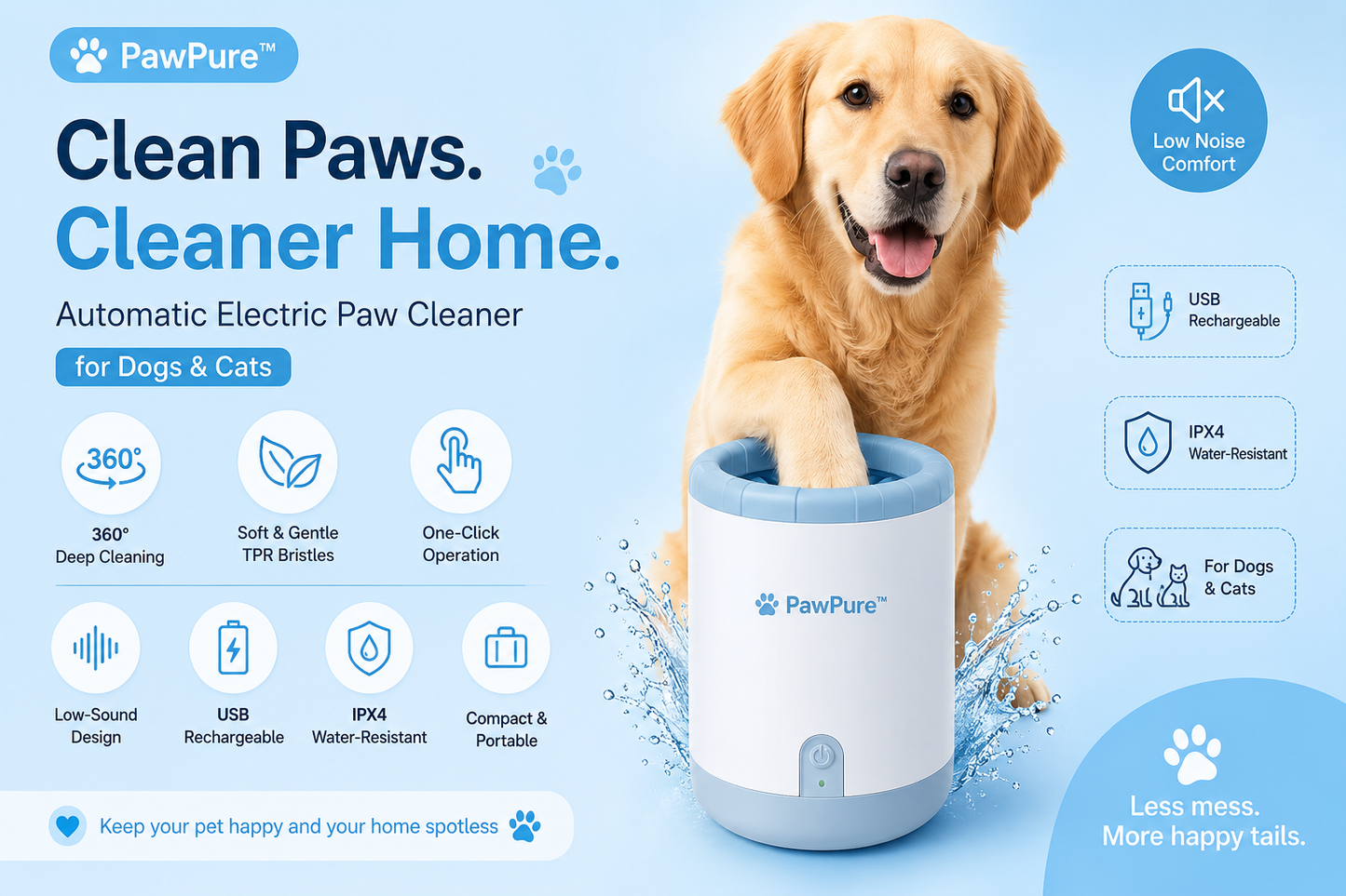 PawPure™ – Electric Pet Paw Washer & Automatic Paw Cleaner