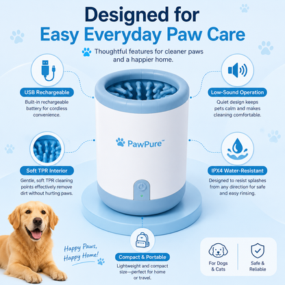 PawPure™ – Electric Pet Paw Washer & Automatic Paw Cleaner
