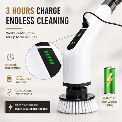 SparkScrub Pro – 9-in-1 Cordless Electric Spin Scrubber