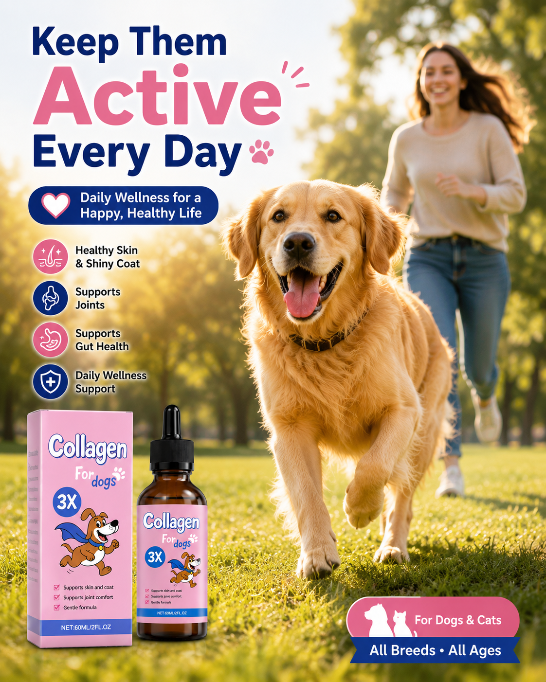 Liquid Collagen Drops for Dogs & Cats – Suitable for All Breeds & Ages