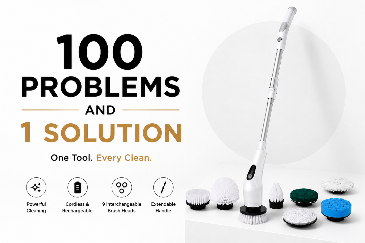 SparkScrub Pro – 9-in-1 Cordless Electric Spin Scrubber
