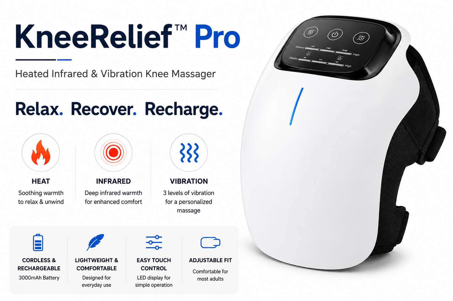 KneeRelief™ Pro | Heated Infrared & Vibration Knee Massager