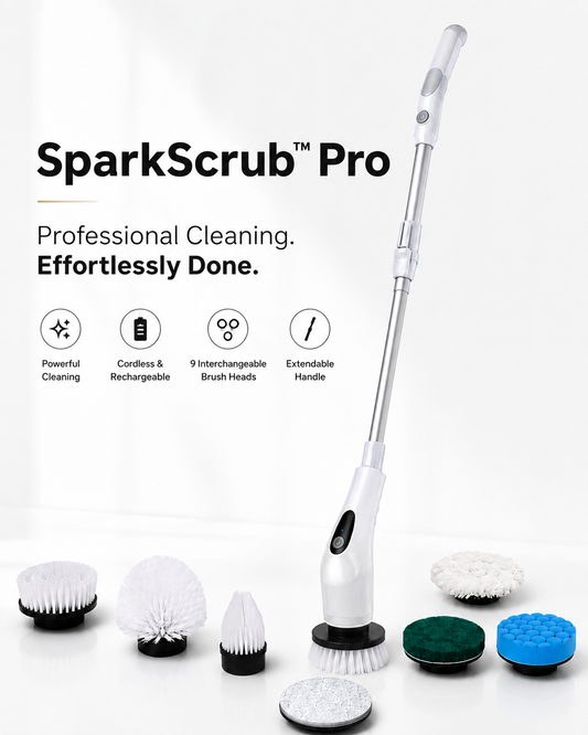 SparkScrub Pro – 9-in-1 Cordless Electric Spin Scrubber